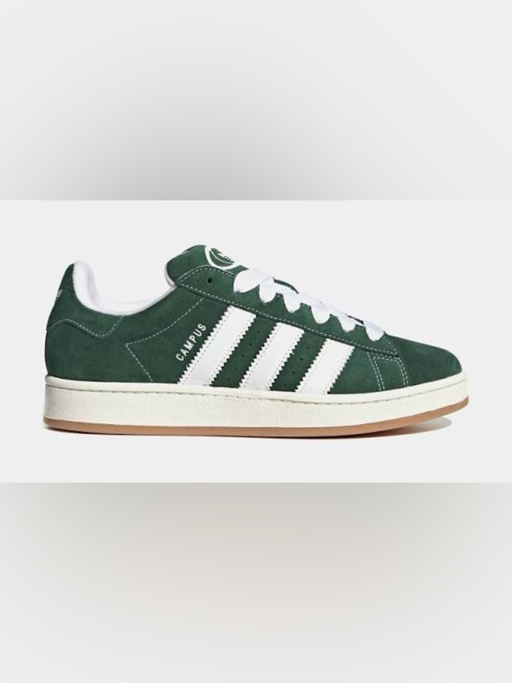 adidas Green Suede Campus Sneakers with White Stripes